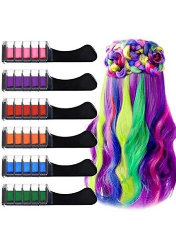 6pcs temporary hair - chalk, comb