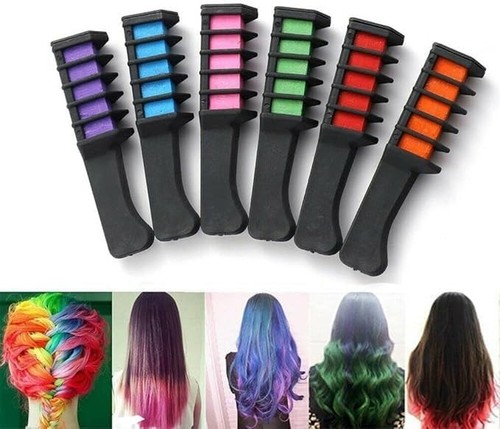 6pcs washable hair chalk combs - 6pcs,
