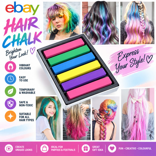 6pc unicorn hair - 6pc, chalk